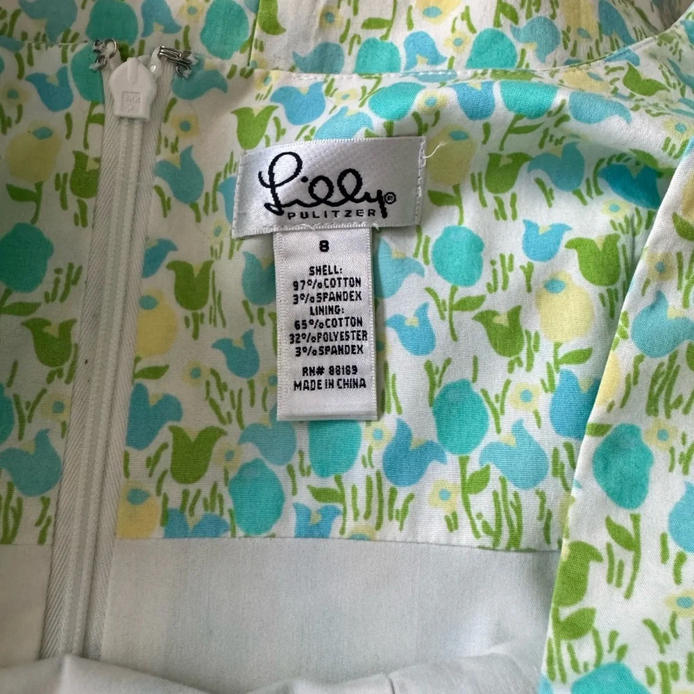 Lilly Pulitzer Blue Green Floral Shift Dress - Picture 4 of 4